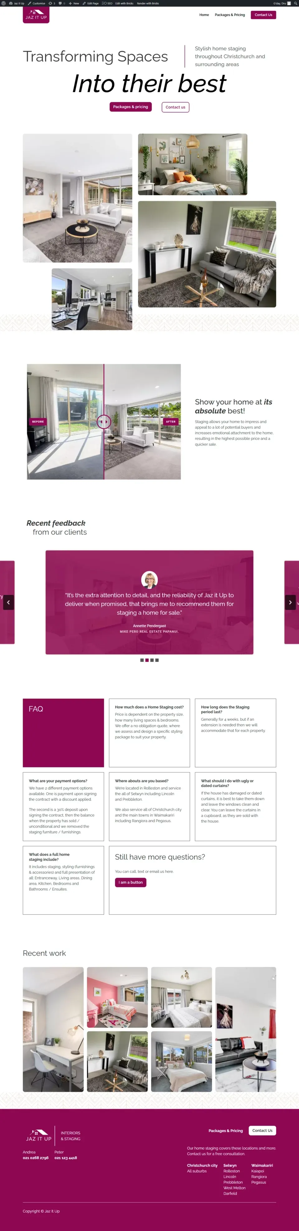 Jaz It Up Home Staging homepage
